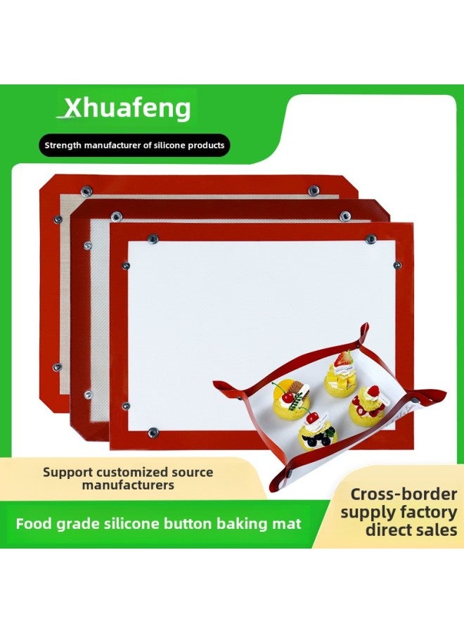 Kitchen Silicone Belt Button Nail Buckle Baking Mat Baking Mat Spill-proof Oven Baking Pan Mat Macaron Cookie-Size:0.4mm 30*40cm Yellow Bottom - Image 1