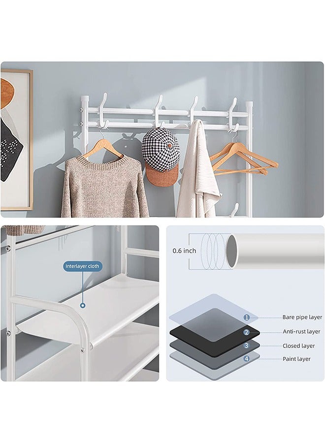 RollsTimi  5-Tier Stainless Steel Coat And Shoes Rack For Home White 80x25.5x152.5cm - Image 3