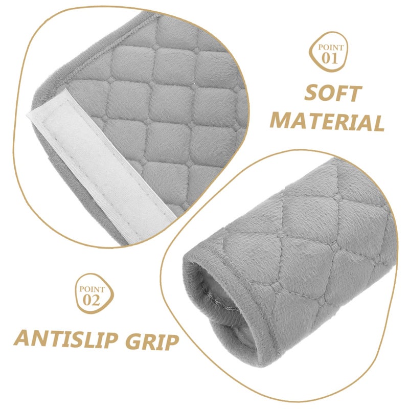 Gray Velvet Car Door Handle Covers Protector Safety Knob Gloves Enhance Interior Appearance - Image 4
