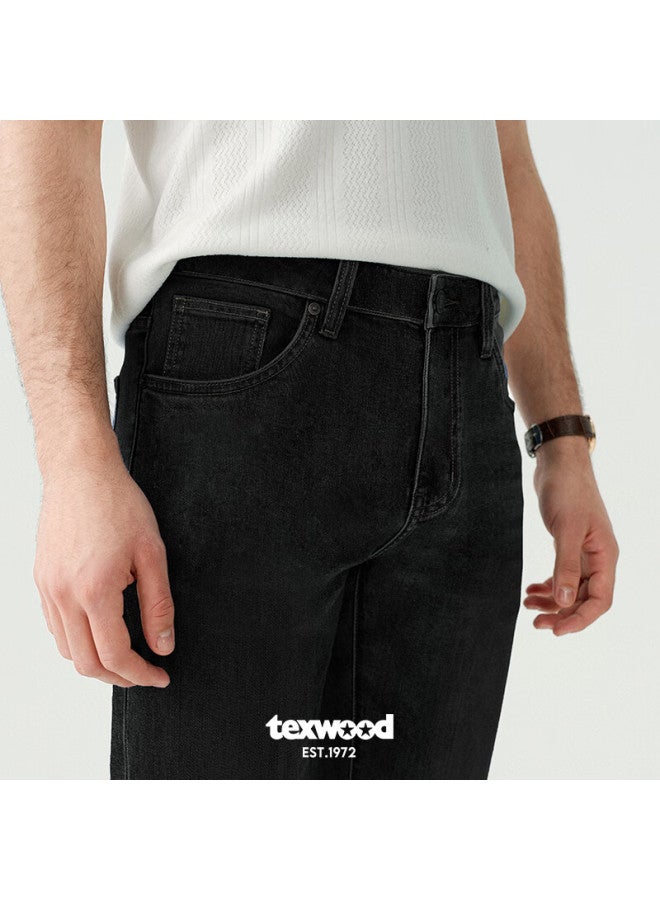 Texwood Apple Men's Jeans New Casual Long Pants High-grade Straight Slim Fit Black 33 - Image 1