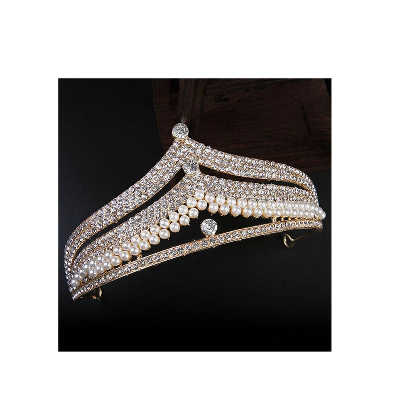 SOLARAE Tiara Crown, Crystal Birthday Crown, Queen Crown, Baroque Wedding Crown, Gold Crystal Bride Tiara, Bridal Headpieces Rhinestone Hair Accessories for Women Girls Party Pageant (Gold) - Image 3