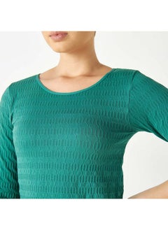 2Xtremz 2Xtremz Textured Round Neck T-shirt with 3/4 Sleeves  - Image 4