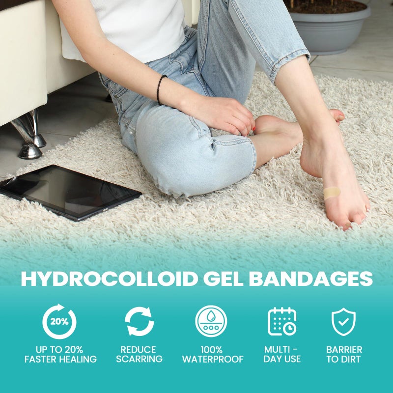 Promifun Waterproof Hydrocolloid Blister Bandages - Gel Pads for Foot, Toe Healing & Prevention (32ct, Spot Pack) - Image 5