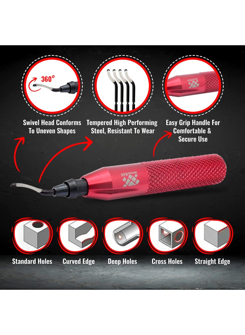 AFA Tooling Approved for Automotive AFA Tooling - Deburring Tool with 11 High Speed Steel Swivel Blades - Works on Metal, Resin, PVC Pipes, Copper, Plastic and 3D Printed Edges - Plumbing & 3D Printing Burr Removal Reamer Tool  - Image 2