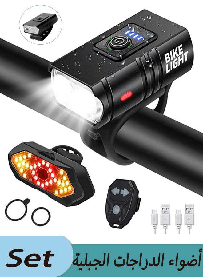Cuken High - Power USB - Charged Bike Light Set –Headlight double lamp beads +Turn Signal Tail Light for Cycling Safety, Waterproof & Easy Installation Ultra Bright LED Cycle Light Front and Back Rear Light, IPX5 Waterproof Bike Light Set for Night Riding/Camping, 10 Lighting Modes, Longer Battery Life  - Image 1