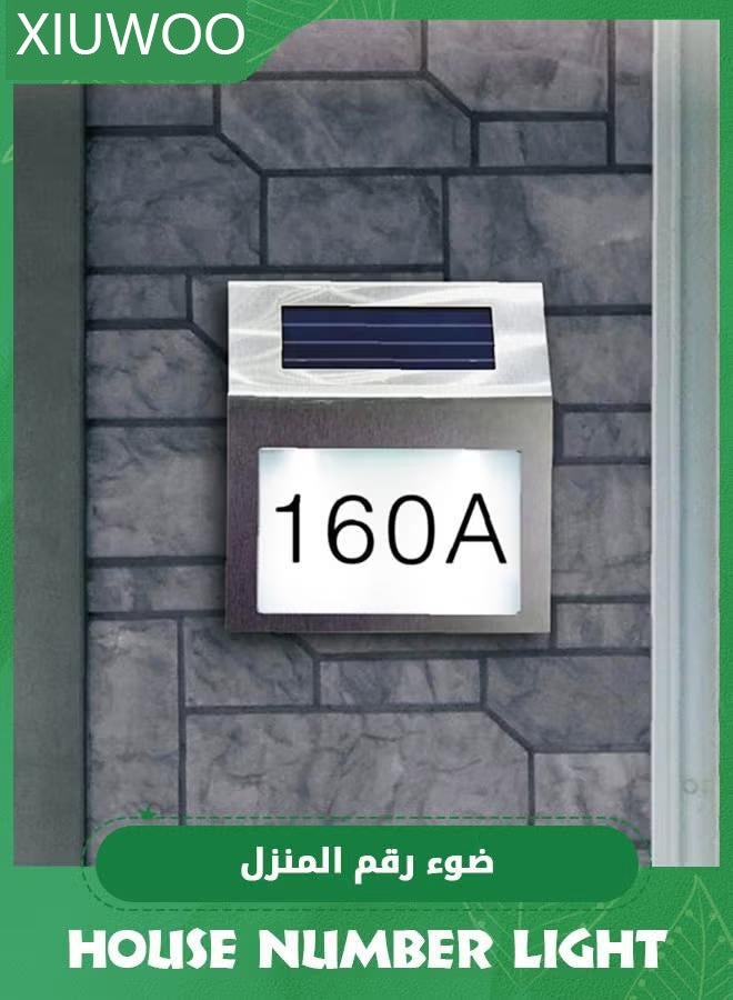 XiuWoo House Number LED Solar Lamp Outdoor Waterproof House Address Number Door Plate Wall Lights, Home Furnishing Courtyard Decoration - Image 1