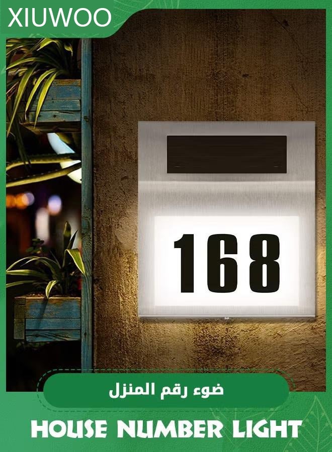 XiuWoo House Number LED Solar Lamp Outdoor Waterproof House Address Number Door Plate Wall Lights, Home Furnishing Courtyard Decoration - Image 3