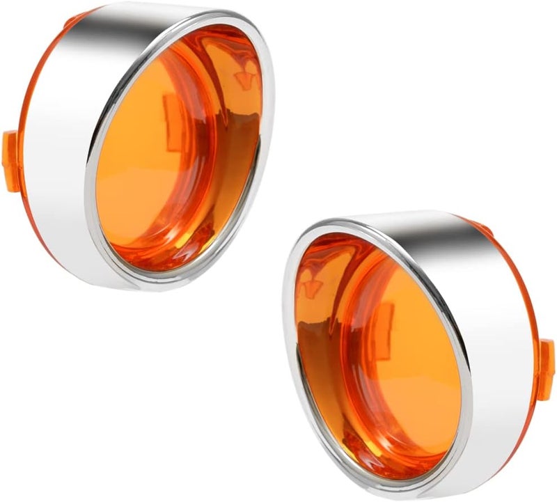 PBYMT Turn Signal Lens Cover with Chrome Visor 2" Bullet Yellow Turn Signal Lens Cover Compatible for Harley Softail Dyna Road King Road Glide Street Glide (4 pcs) - Image 4