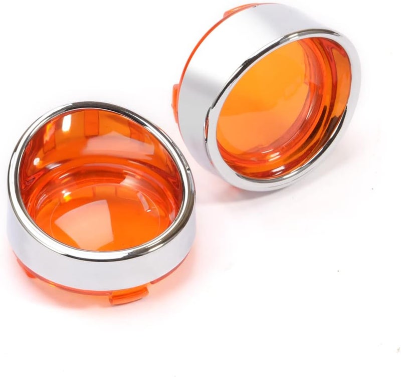 PBYMT Turn Signal Lens Cover with Chrome Visor 2" Bullet Yellow Turn Signal Lens Cover Compatible for Harley Softail Dyna Road King Road Glide Street Glide (4 pcs) - Image 3