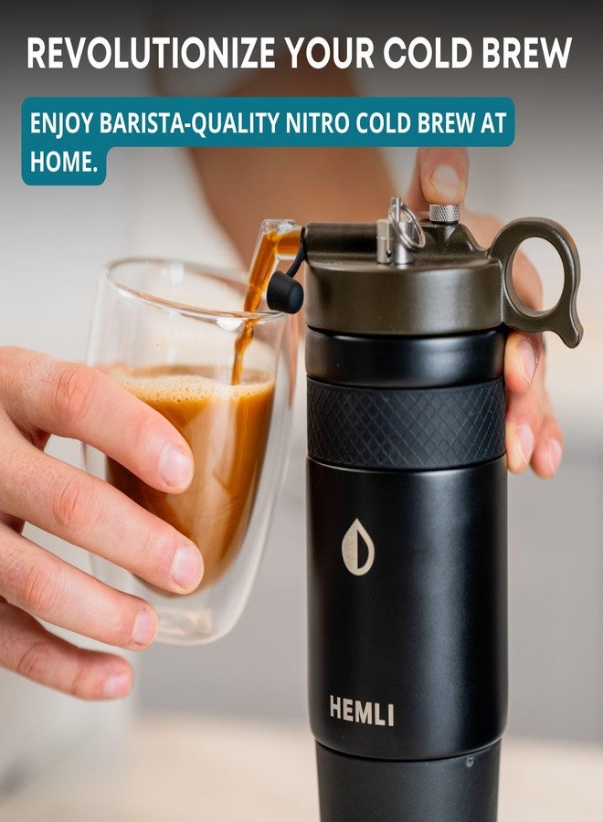 Hemli Nitro Cold Brew Coffee Maker 12 oz Ceramic-Lined, Tritan Cup, Pressure Gauge, Stores 3 Nitrogen Gas Bulbs Custom Designed for Cold Brew and Nitro Drinks - Image 3