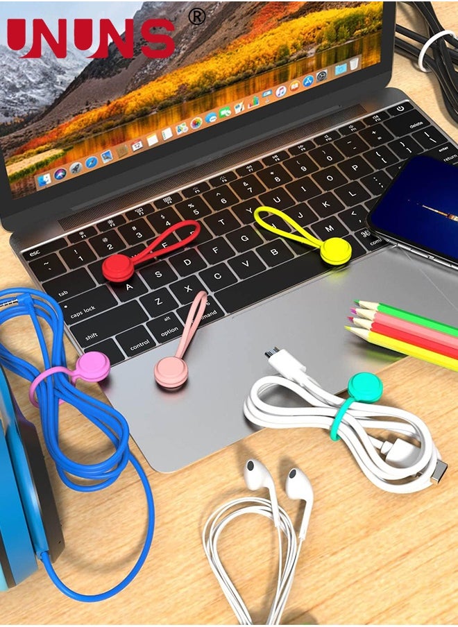 UNUNS 10 Pcs Reusable Magnetic Cable Ties,Colorful Wrap Ties Straps For Bundling And Organizing Earbuds Cords,USB Cable,Holding Keychain,Silicone Cord Winder Magnetic Cable Clips,10 Pcs Mix-Color  - Image 4