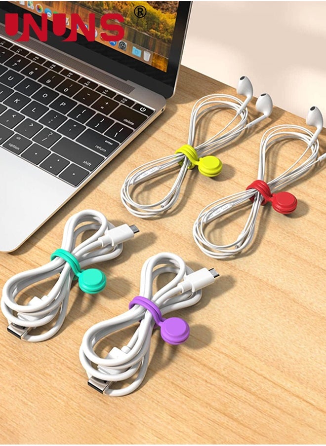UNUNS 10 Pcs Reusable Magnetic Cable Ties,Colorful Wrap Ties Straps For Bundling And Organizing Earbuds Cords,USB Cable,Holding Keychain,Silicone Cord Winder Magnetic Cable Clips,10 Pcs Mix-Color  - Image 2