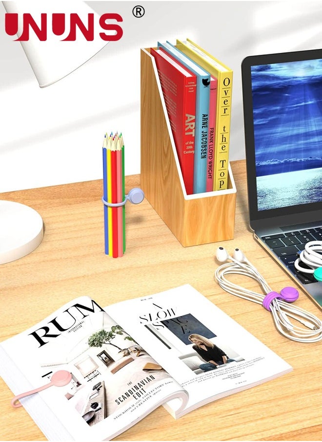 UNUNS 10 Pcs Reusable Magnetic Cable Ties,Colorful Wrap Ties Straps For Bundling And Organizing Earbuds Cords,USB Cable,Holding Keychain,Silicone Cord Winder Magnetic Cable Clips,10 Pcs Mix-Color  - Image 3