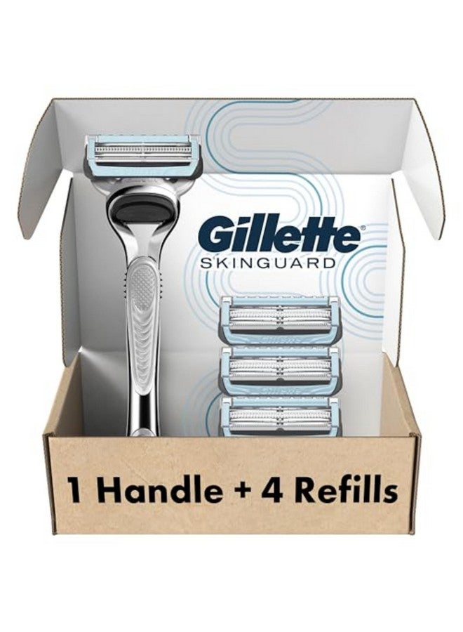 Gillette SkinGuard Razors, 1 Gillette Razor, 4 Razor Blade Refills, Designed for Men with Skin Irritation, Razor Bumps, and Sensitive Skin - Image 1