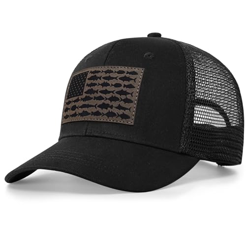 Naicissism American Fish Flag Trucker Hat Fishing Gifts for Men Outdoor Snapback Fishing Hat Perfect for Fishing and Daily Use - Image 1