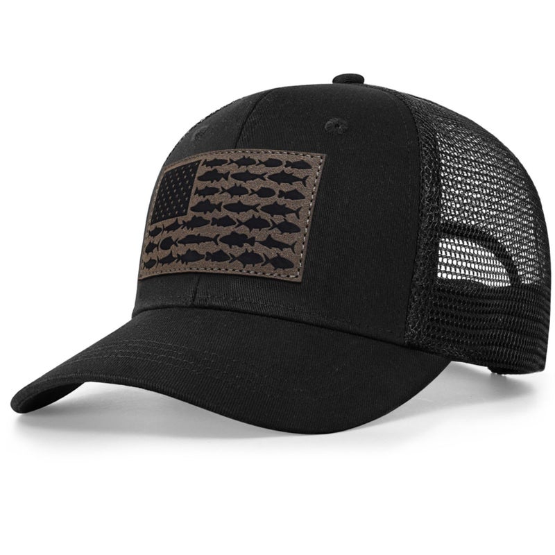 Naicissism American Fish Flag Trucker Hat Fishing Gifts for Men Outdoor Snapback Fishing Hat Perfect for Fishing and Daily Use - Image 2