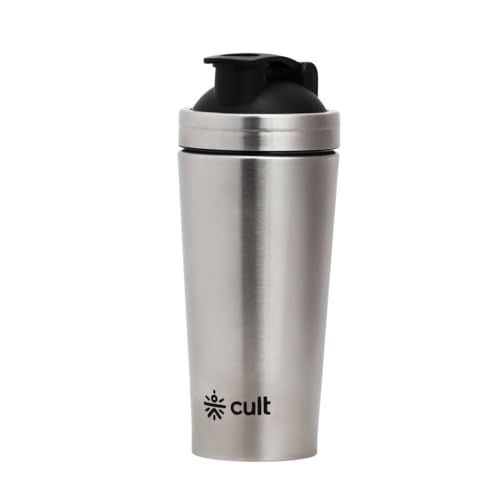 CULT Stainless Steel Shaker Bottle 700ML – Durable, Leak-Proof, BPA-Free Protein Shaker with Wire Mixer – Gym, Fitness, Travel & Daily Use – Lightweight & Easy to Clean - Silver - Image 1