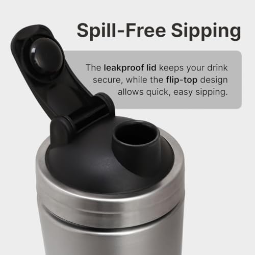 CULT Stainless Steel Shaker Bottle 700ML – Durable, Leak-Proof, BPA-Free Protein Shaker with Wire Mixer – Gym, Fitness, Travel & Daily Use – Lightweight & Easy to Clean - Silver - Image 4
