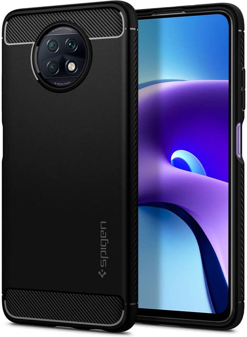 Spigen Rugged Armor Case Cover for Xiaomi Redmi Note 9T - Matte Black - Image 1