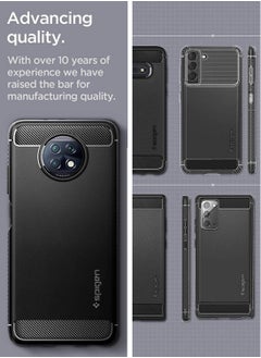 سبايجن Rugged Armor Case Cover for Xiaomi Redmi Note 9T - Matte Black  - Image 4