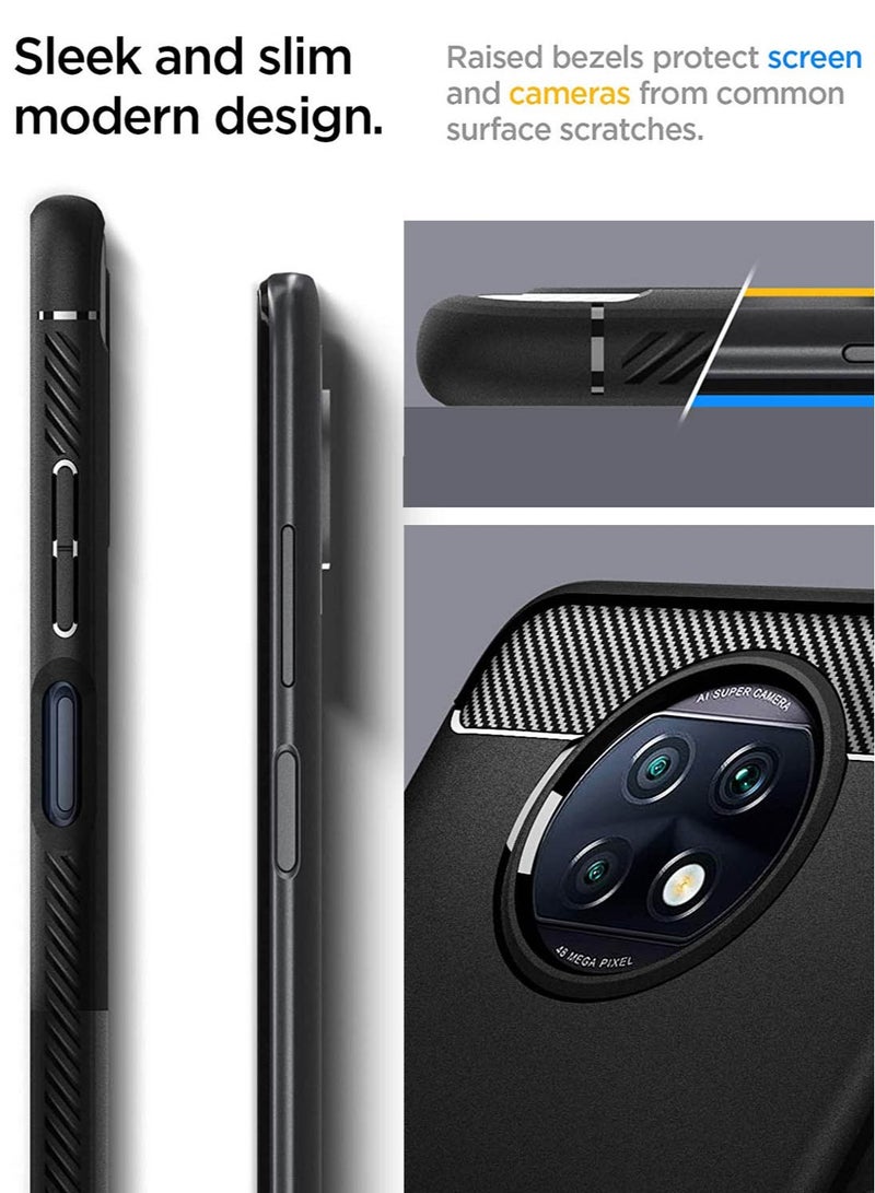 Spigen Rugged Armor Case Cover for Xiaomi Redmi Note 9T - Matte Black - Image 3