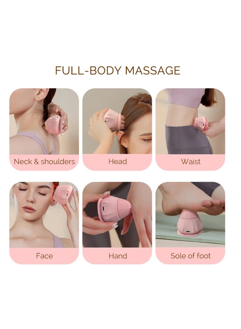 Rechargeable 4-in-1 fascia massage ball with suction cup massage cones, suitable for relaxing muscles, lumbar spine, back, shoulders and neck; also suitable for the whole body (pink). - Image 3