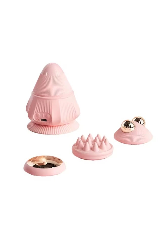 Rechargeable 4-in-1 fascia massage ball with suction cup massage cones, suitable for relaxing muscles, lumbar spine, back, shoulders and neck; also suitable for the whole body (pink). - Image 2