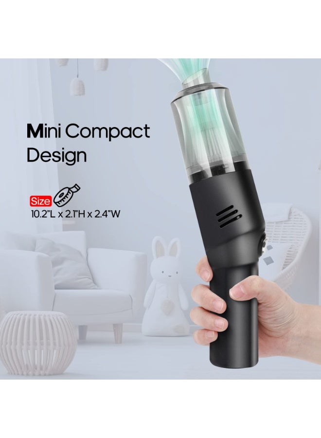 BOAO Portable Mini Car Vacuum Cleaner, Ultra Lightweight (0.7 lbs) Handheld Cordless Vacuum with 25 Minutes Battery Life for Home and Car Use(BLACK) - Image 2