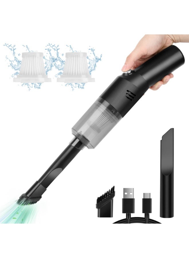 BOAO Portable Mini Car Vacuum Cleaner, Ultra Lightweight (0.7 lbs) Handheld Cordless Vacuum with 25 Minutes Battery Life for Home and Car Use(BLACK) - Image 1