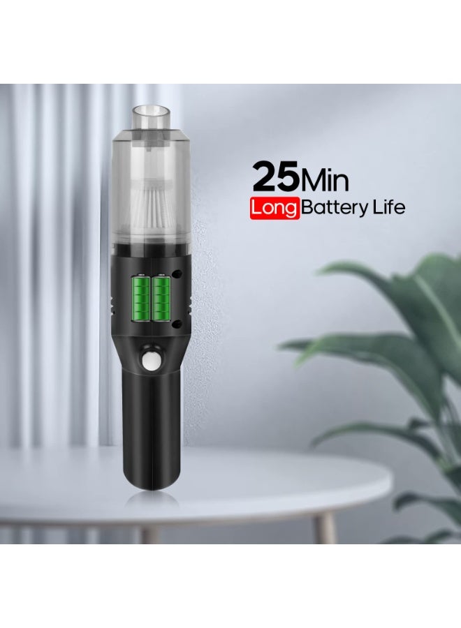 BOAO Portable Mini Car Vacuum Cleaner, Ultra Lightweight (0.7 lbs) Handheld Cordless Vacuum with 25 Minutes Battery Life for Home and Car Use(BLACK) - Image 4