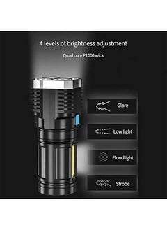 Generic Rechargeable Handheld Flashlight , LED Flashlights , High lumino fluxs Led Handheld Flashlight for Camping Biking Hiking Outdoor Home Emergency , Quad Core Bright  - Image 5