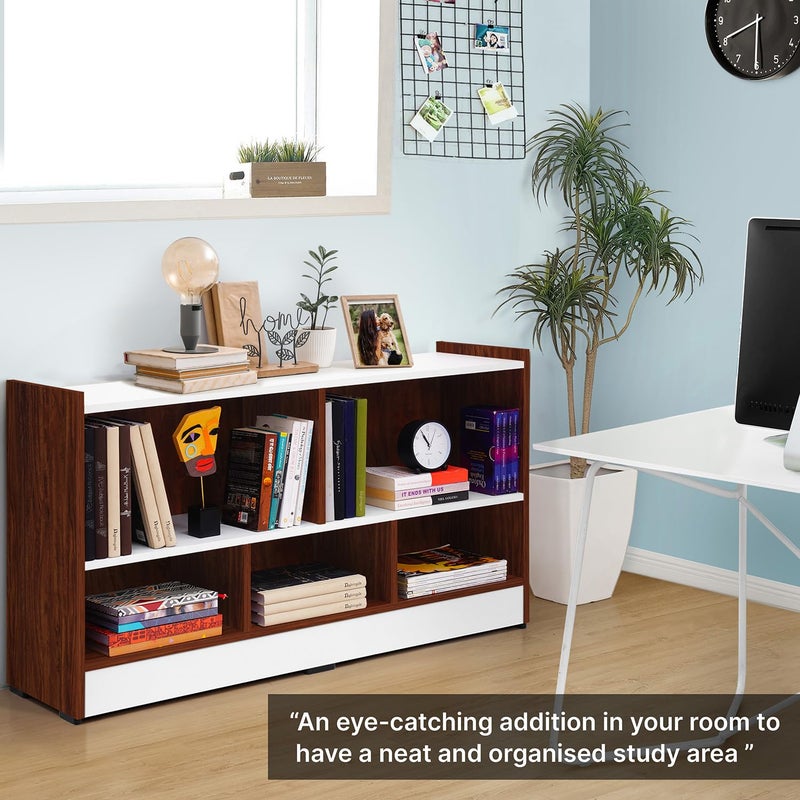 ABOUT SPACE رف كتب ABOUT SPACE 5 مقصورات خشب هندسي قابل للتعديل رف كتب متعدد الاستخدامات لمكتبة المنزل مكتب حديث رف عرض مفتوح لغرفة النوم غرفة المعيشة بلون البلوط الأحمر L 110 x B 305 x H 625 سم - Image 5