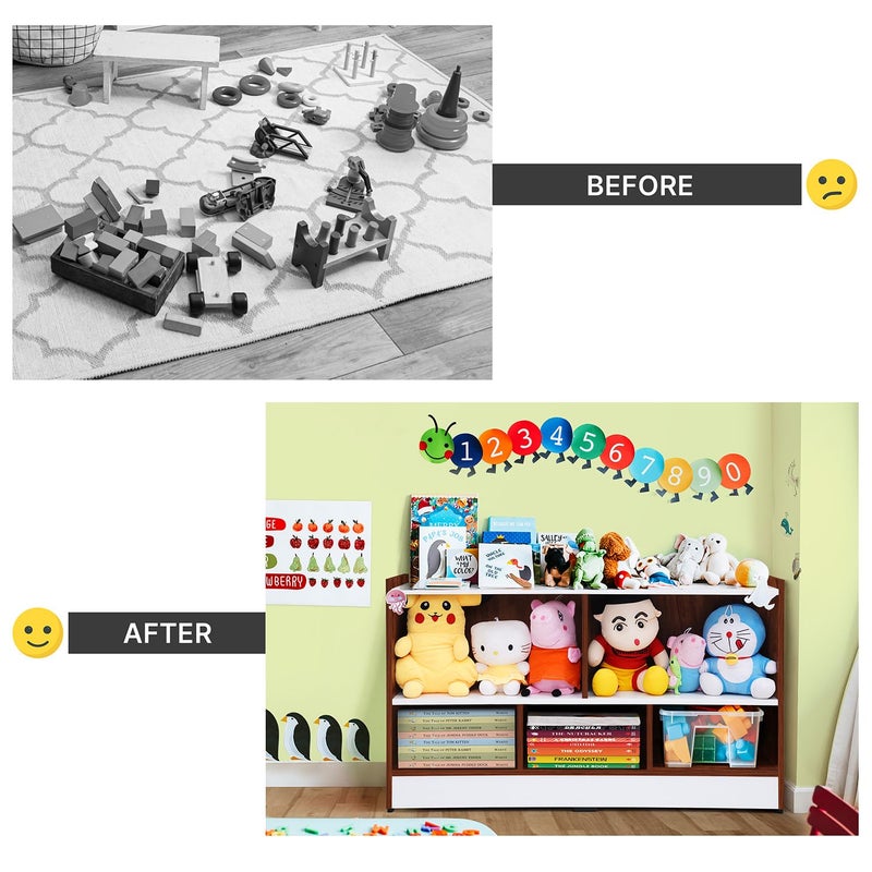 ABOUT SPACE رف كتب ABOUT SPACE 5 مقصورات خشب هندسي قابل للتعديل رف كتب متعدد الاستخدامات لمكتبة المنزل مكتب حديث رف عرض مفتوح لغرفة النوم غرفة المعيشة بلون البلوط الأحمر L 110 x B 305 x H 625 سم - Image 4