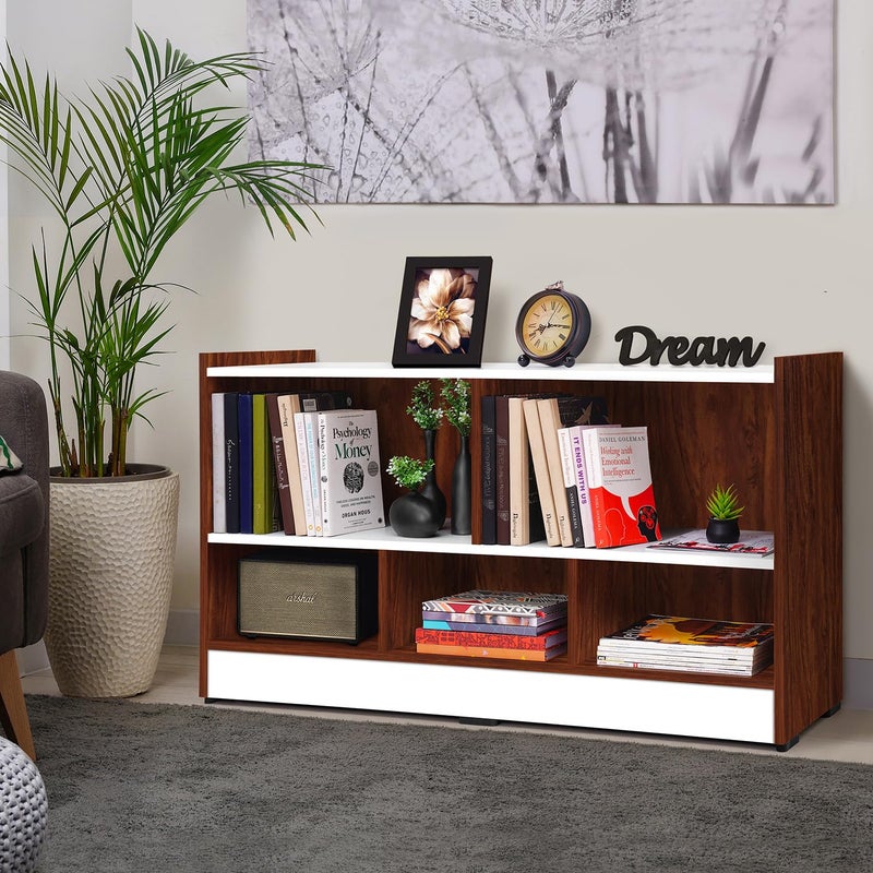 ABOUT SPACE رف كتب ABOUT SPACE 5 مقصورات خشب هندسي قابل للتعديل رف كتب متعدد الاستخدامات لمكتبة المنزل مكتب حديث رف عرض مفتوح لغرفة النوم غرفة المعيشة بلون البلوط الأحمر L 110 x B 305 x H 625 سم - Image 1