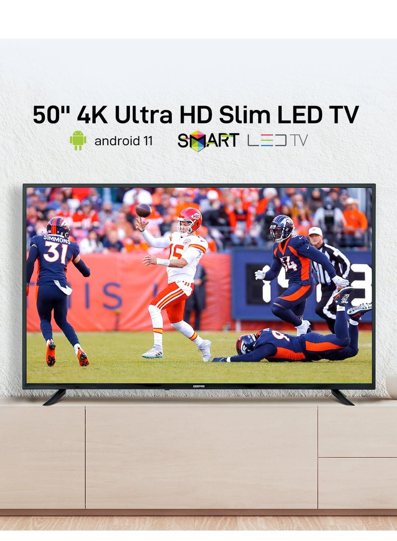 GEEPAS 50-Inch Smart TV 4K Ultra HD Slim LED TV| With Remote Control - Image 1