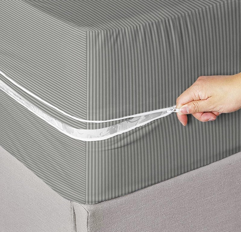 VAS COLLECTIONS VAS COLLECTIONS Premium Cotton Mattress CoverProtector with Zipper ChainProvides All Around Protection with 360 Encasing Double 78x72 inches 65x5 ft Pack of 1 Grey  - Image 1