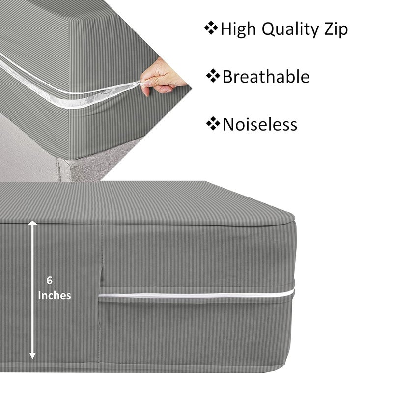 VAS COLLECTIONS VAS COLLECTIONS Premium Cotton Mattress CoverProtector with Zipper ChainProvides All Around Protection with 360 Encasing Double 78x72 inches 65x5 ft Pack of 1 Grey  - Image 3