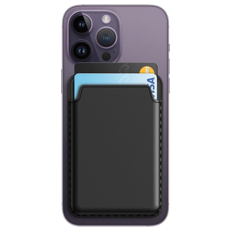 JETech Magnetic Wallet Black PU Leather Card Holder for iPhone MagSafe - Image 2