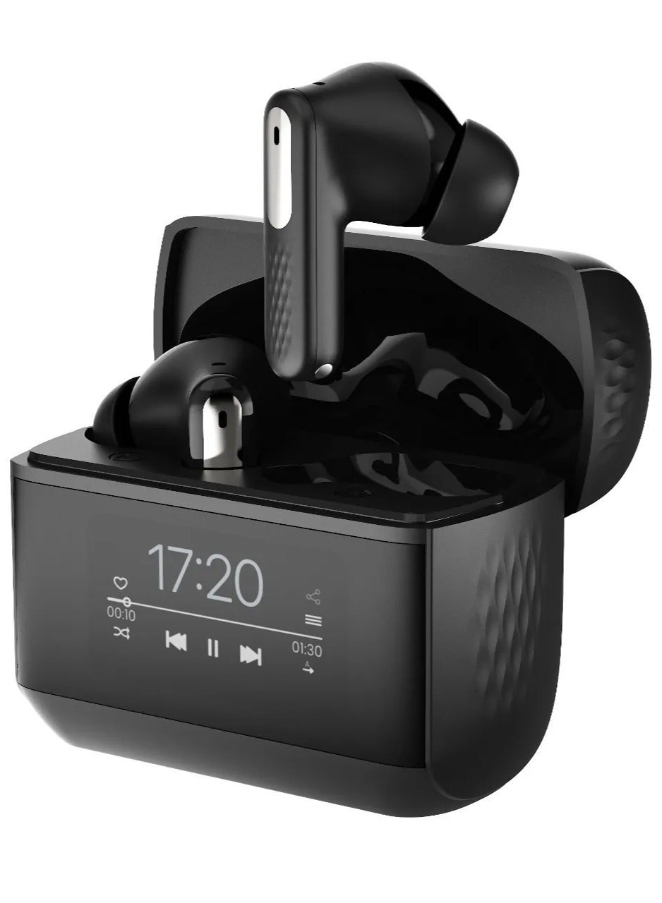 Smart Tune True Wireless Earbuds ANC with Digital Display/ Transmission Range: 10 m /Truewireless Headphone / TWS Earbuds /Active Noise Cancelation - Black