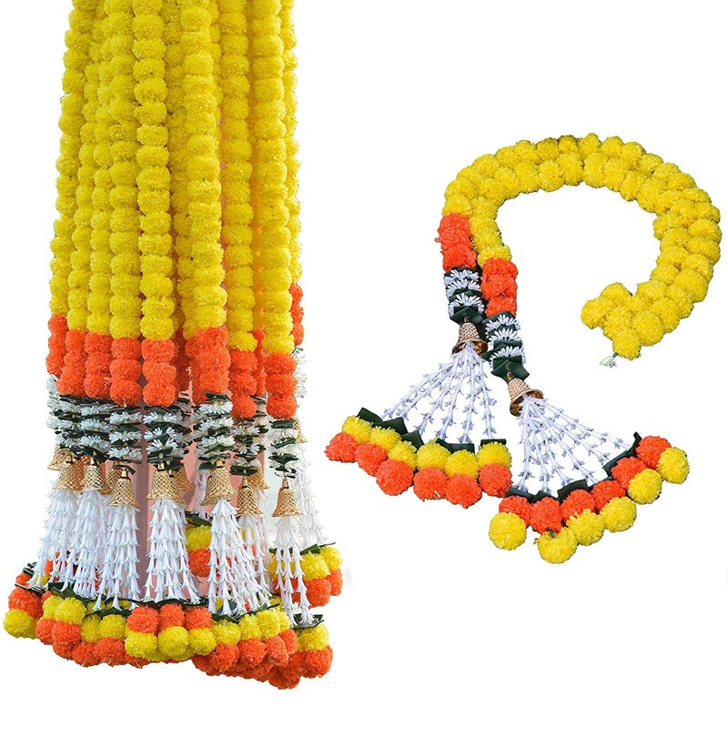 S2S Marigold Garland for Decoration Artificial Marigold Flowers Decorations Indian Décor for Pooja, Wedding, Events, Diwali, Decor 2Pcs (Yellow) (Pack of 2 Pcs) (Height - 72 Inch) - Image 5