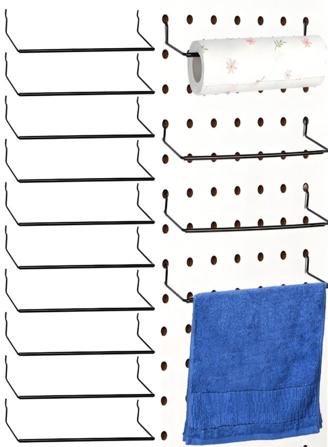 Acshio 10 Pack Paper Towel Holder for Pegboard, Extendable Heavy Duty Pegboard Accessories, Black Pegboard Hooks Organizer for Workshop, Garage, Kitchen, Laundry Room, Bathroom - Image 1