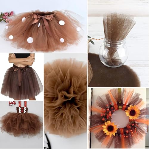 Filloxy Net Fabric Cloth for Multi Decoration, Parties, Festival, Costumes, Gift Packing, Party, Backdrop Material mandap, Pooja Background Ribbon Wedding Decoration, 58" Width (Brown, 2 Meter) - Image 4