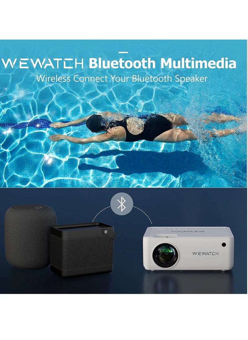 WEWATCH - V10 Mini WiFi Video Projector,  Wireless Portable with Bluetooth Full HD 1080p Compatible with HDMI, VGA, TV Stick, iPhone, Android - Image 1
