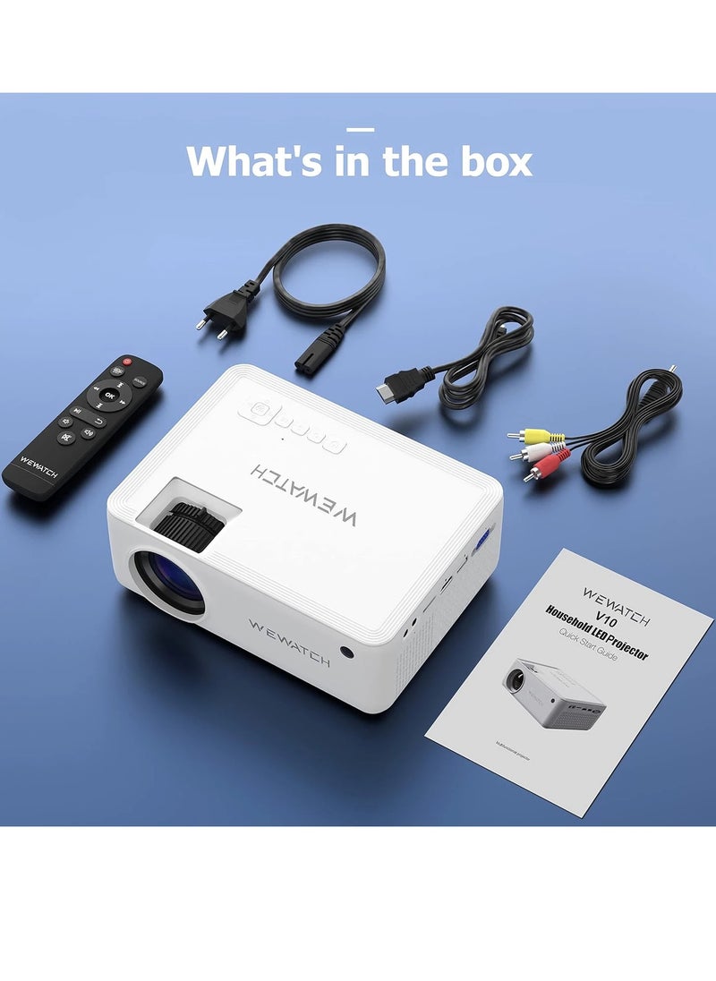 WEWATCH - V10 Mini WiFi Video Projector,  Wireless Portable with Bluetooth Full HD 1080p Compatible with HDMI, VGA, TV Stick, iPhone, Android - Image 1