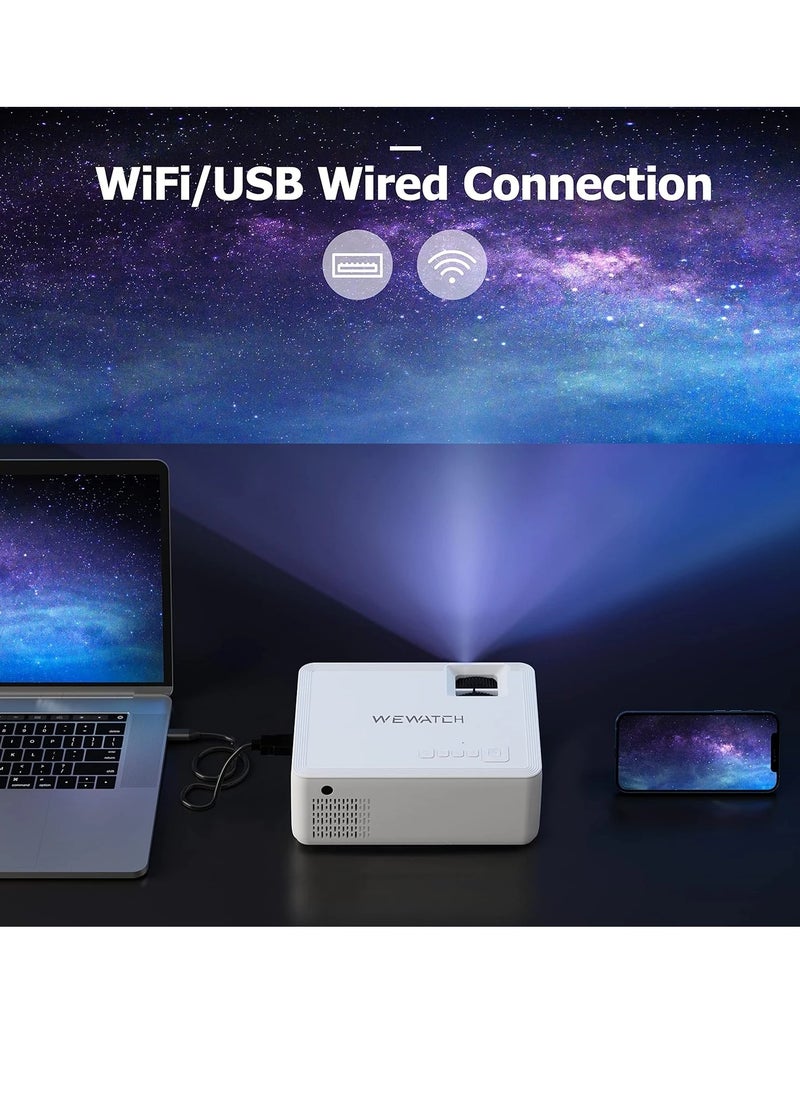 WEWATCH - V10 Mini WiFi Video Projector,  Wireless Portable with Bluetooth Full HD 1080p Compatible with HDMI, VGA, TV Stick, iPhone, Android - Image 1