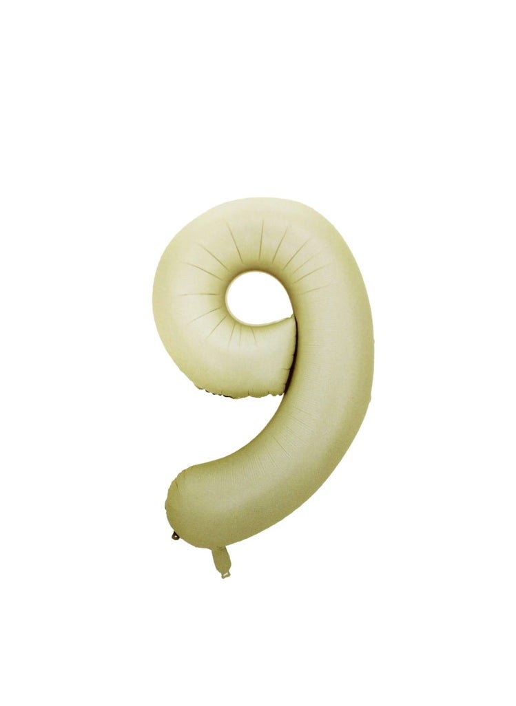 PARTY FUN - 16 Inch Foil Number Balloon Elegant Oat Colored No. 9, Perfect for Birthday, Anniversary, and Special Occasions - Image 1