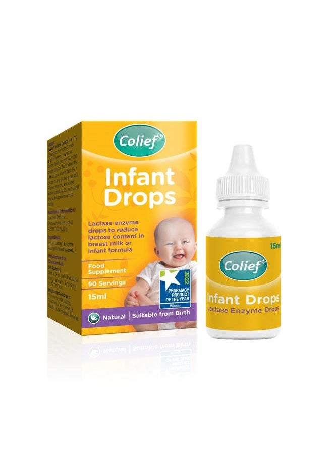 Colief Infant Drops | Lactase Enzyme Drops for Baby | Natural Colic Relief for Babies | Reduces Bloating, Gas and Crying | Safe from Birth (15ml) - Image 1