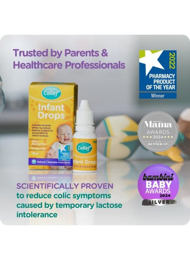 Colief Infant Drops | Lactase Enzyme Drops for Baby | Natural Colic Relief for Babies | Reduces Bloating, Gas and Crying | Safe from Birth (15ml) - Image 3