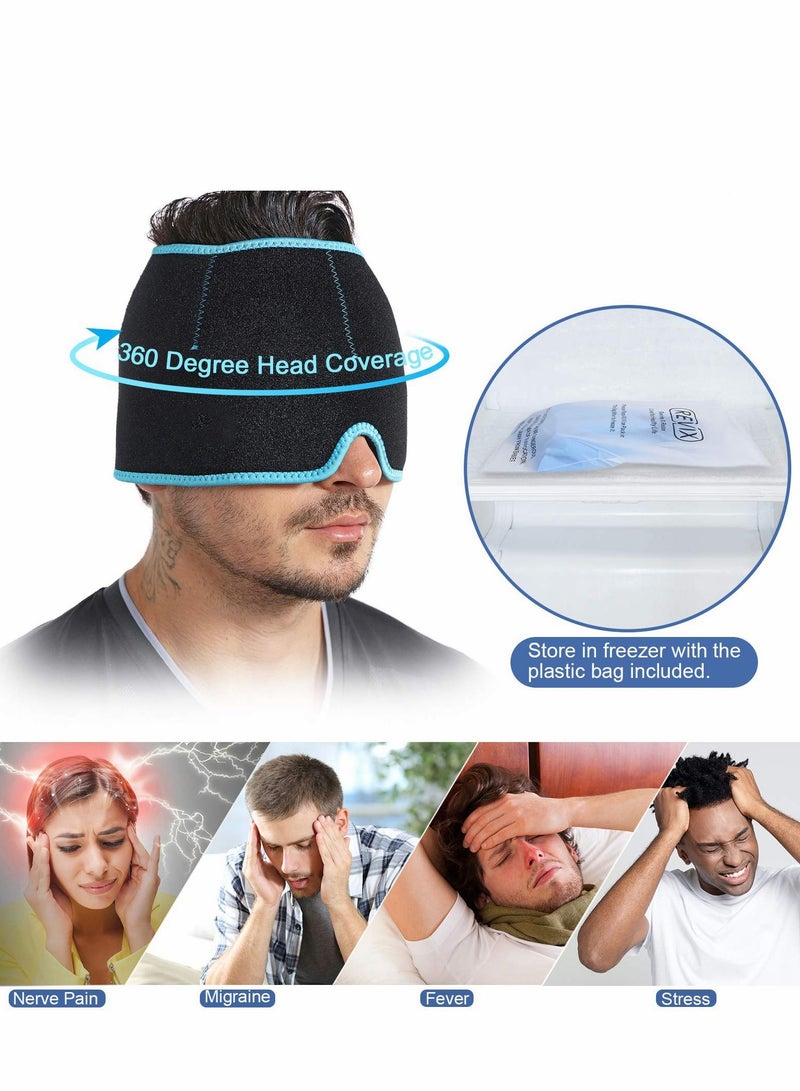 Excefore Relief Cap Form Fitting Gel Ice Headache Cold Therapy Head Wrap Pack Mask, Compress for Puffy Eyes, Tension - Image 3