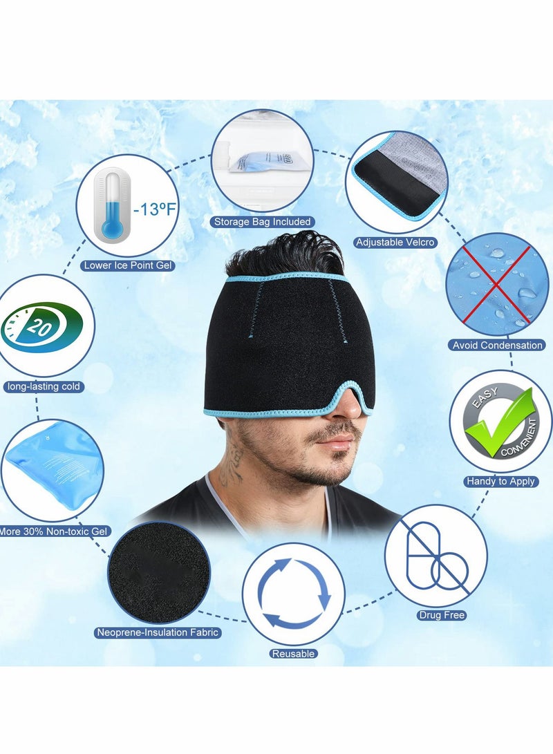 Excefore Relief Cap Form Fitting Gel Ice Headache Cold Therapy Head Wrap Pack Mask, Compress for Puffy Eyes, Tension - Image 2